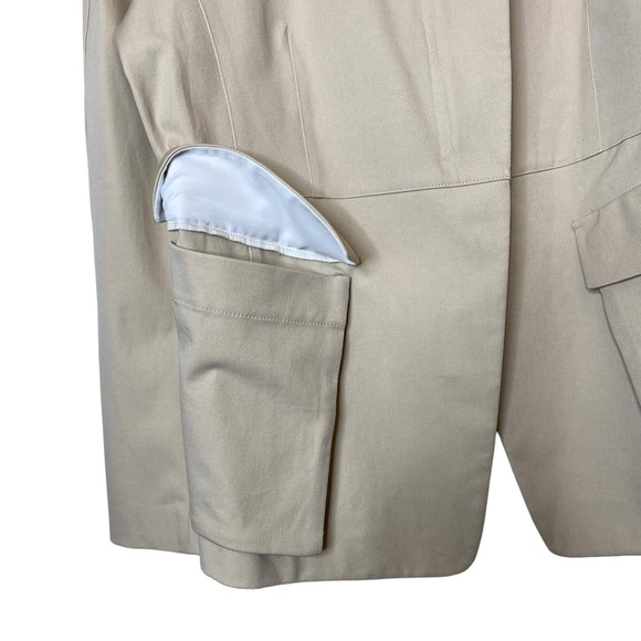 Donna Karan Patch Flap‎ Pocket Jacket Beige Khaki Asymmetrical size 14 - Picture 5 of 8